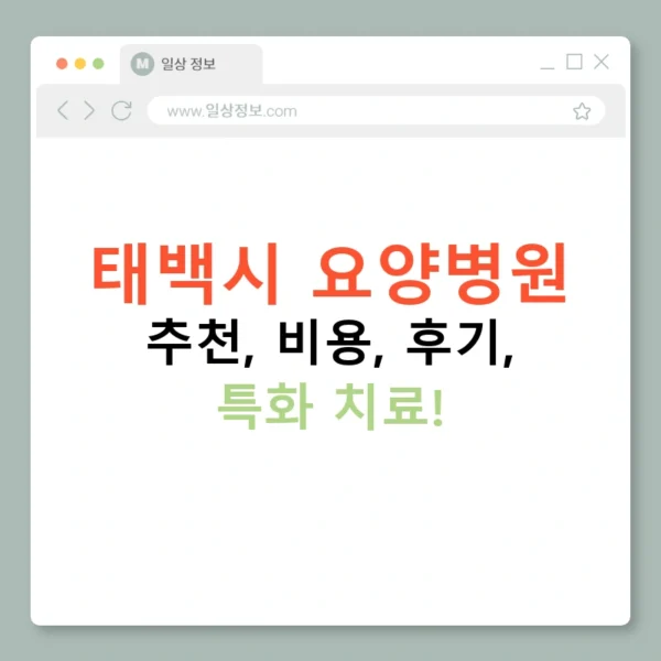 태백시 요양병원 추천, 비용, 후기, 특화 치료!