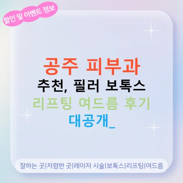 공주 피부과 추천, 필러 보톡스 리프팅 여드름 후기 대공개!