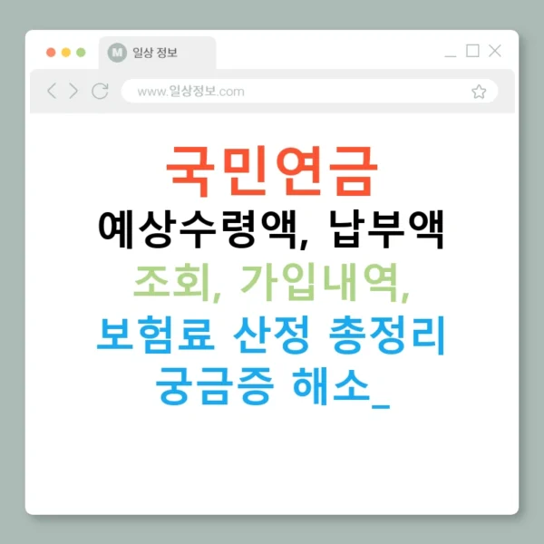 국민연금 예상수령액, 납부액 조회, 가입내역, 보험료 산정 총정리 궁금증 해소!