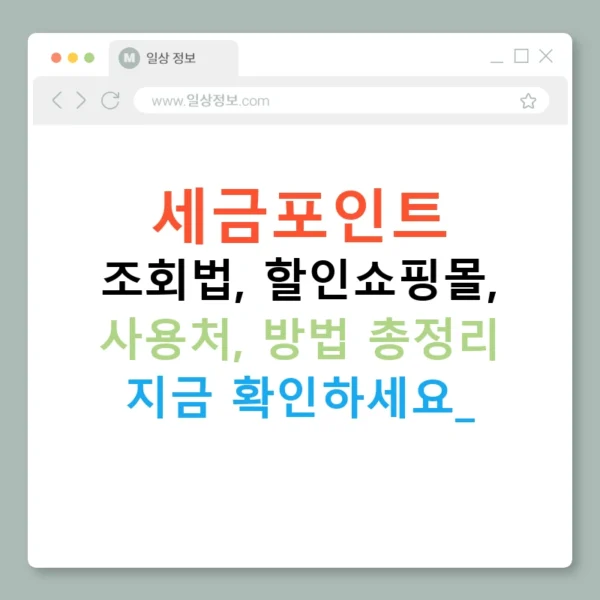 세금포인트 조회법, 할인쇼핑몰, 사용처, 방법 총정리 지금 확인하세요!