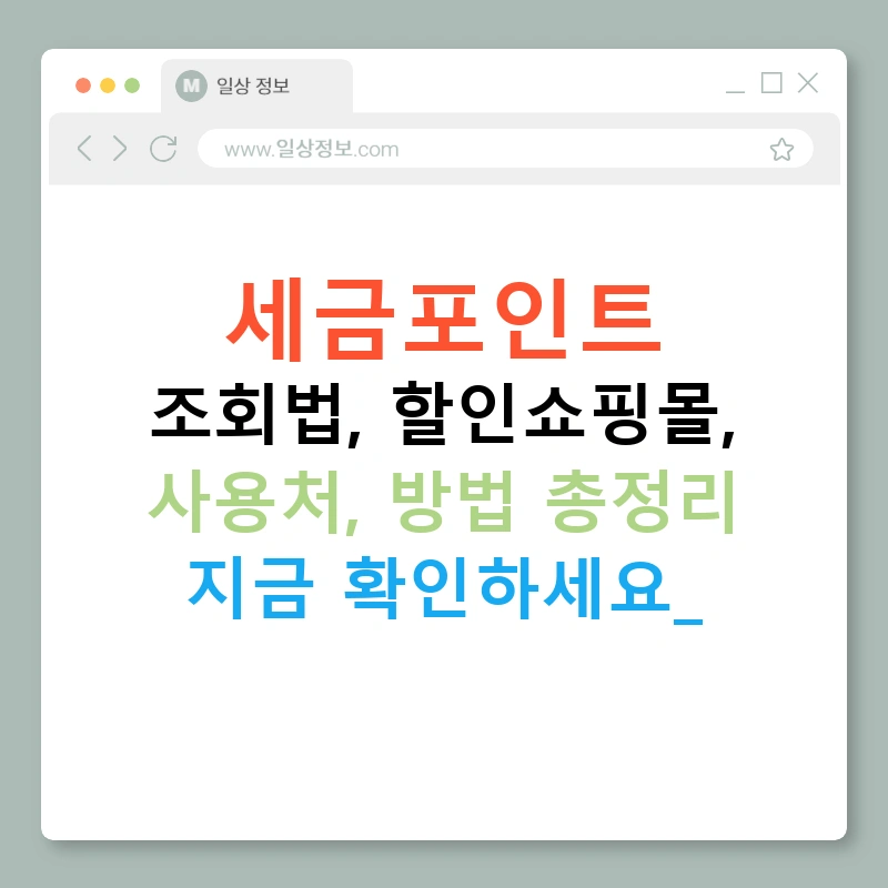 세금포인트 조회법, 할인쇼핑몰, 사용처, 방법 총정리 지금 확인하세요!