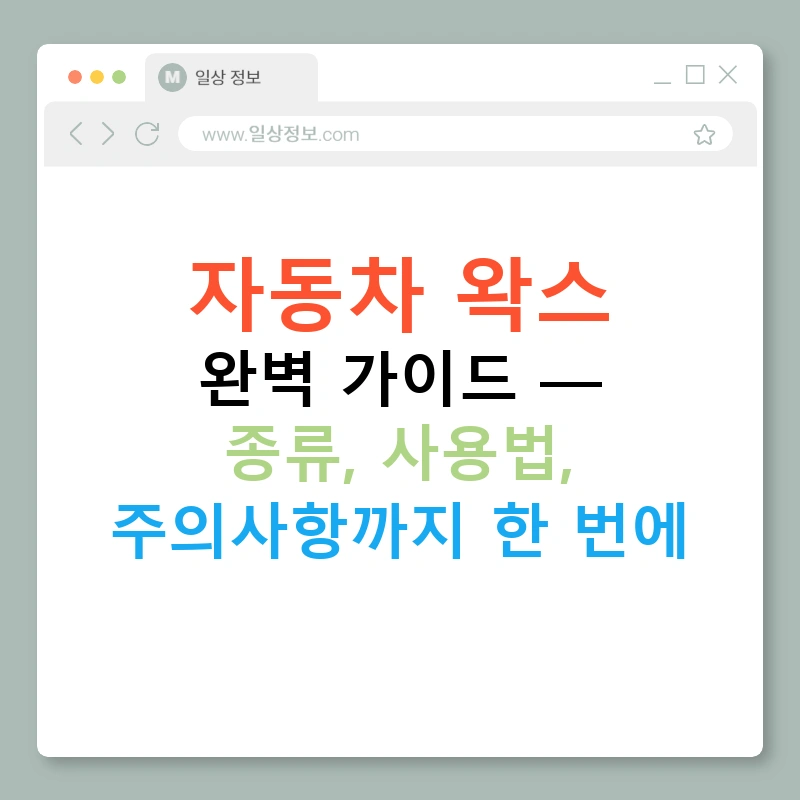 자동차 왁스 완벽 가이드 — 종류, 사용법, 주의사항까지 한 번에
