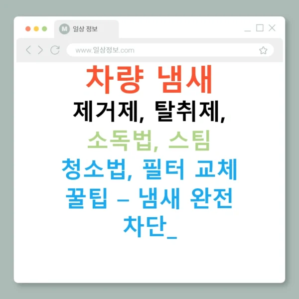 차량 냄새 제거제, 탈취제, 소독법, 스팀 청소법, 필터 교체 꿀팁 – 냄새 완전 차단!