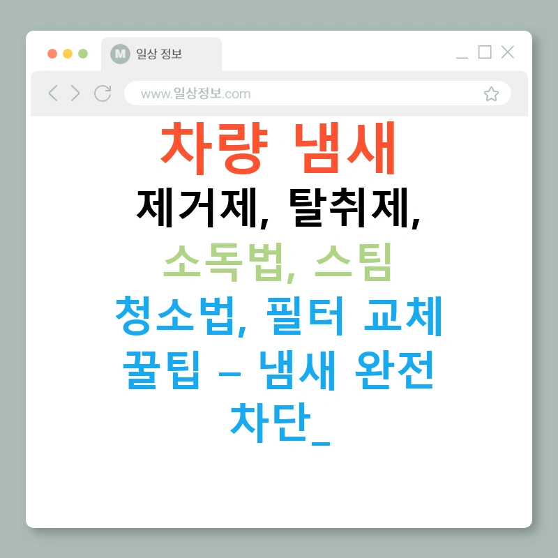 차량 냄새 제거제, 탈취제, 소독법, 스팀 청소법, 필터 교체 꿀팁 – 냄새 완전 차단!