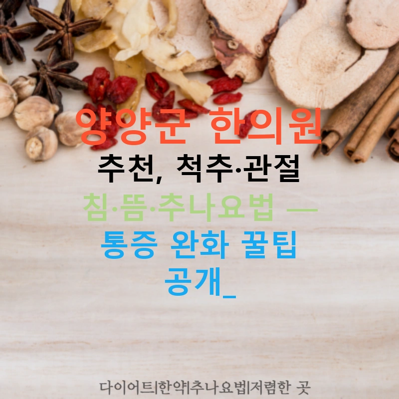 양양군 한의원 추천, 척추·관절 침·뜸·추나요법 — 통증 완화 꿀팁 공개!