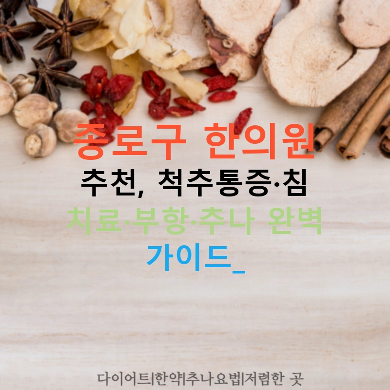 종로구 한의원 추천, 척추통증·침 치료·부항·추나 완벽 가이드!